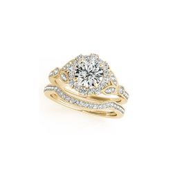 1.19 ctw Certified VS/SI Diamond 2pc Wedding Set Halo 14K Yellow Gold