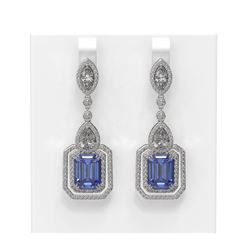 14.07 ctw Tanzanite & Diamond Earrings 18K White Gold