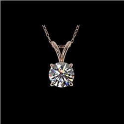 .77 ctw Certified Quality Diamond Solitaire Necklace 10K Rose Gold
