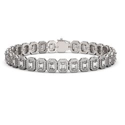 13.56 ctw Emerald Cut Diamond Micro Pave Bracelet 18K White Gold