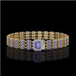 24.18 ctw Tanzanite & Diamond Bracelet 14K Yellow Gold