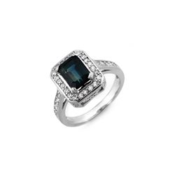 3.0 ctw Blue Sapphire & Diamond Ring 14K White Gold