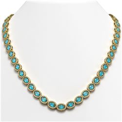 33.25 ctw Swiss Topaz & Diamond Micro Pave Halo Necklace 10K Yellow Gold