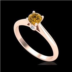 0.4 ctw Intense Fancy Yellow Diamond Art Deco Ring 18K Rose Gold