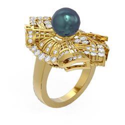 2 ctw Diamond and Pearl Ring 18K Yellow Gold