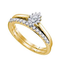 10kt Yellow Gold Marquise Diamond Bridal Wedding Engagement Ring Band Set 1/4 Cttw