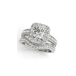 1.55 ctw Certified VS/SI Diamond 2pc Wedding Set Halo 14K White Gold