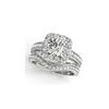 Image 1 : 1.55 ctw Certified VS/SI Diamond 2pc Wedding Set Halo 14K White Gold