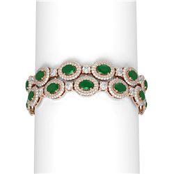 37.41 ctw Emerald & Diamond Bracelet 18K Rose Gold