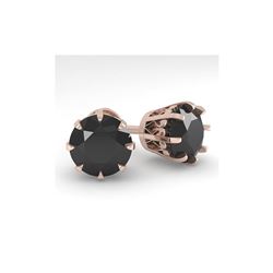 4.0 ctw Black Diamond Stud Solitaire Earrings 18K Rose Gold