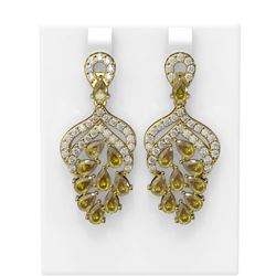 11.41 ctw Canary Citrine & Diamond Earrings 18K Yellow Gold