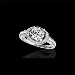 1.75 ctw Certified Diamond Solitaire Halo Ring 10K White Gold