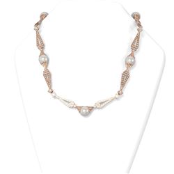 8.02 ctw Diamond and Pearl Necklace 18K Rose Gold