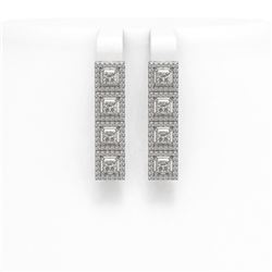 4.7 ctw Princess Cut Diamond Micro Pave Earrings 18K White Gold