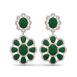 33.88 ctw Emerald & VS Diamond Earrings 18K Rose Gold