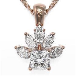 1.5 ctw Princess Cut Diamond Designer Necklace 18K Rose Gold