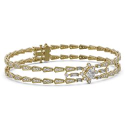 6 ctw Princess Cut Diamond Designer Bracelet 18K Yellow Gold