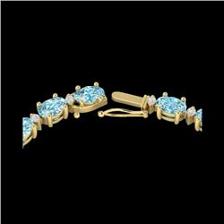 61.85 ctw Sky Blue Topaz & VS/SI Certified Diamond Necklace 10K Yellow Gold