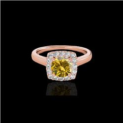 1.37 ctw Certified SI/I Fancy Intense Yellow Diamond Ring 10K Rose Gold