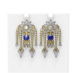16.13 ctw Sapphire & Diamond Earrings 18K Yellow Gold