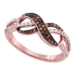 14kt Rose Gold Round Brown Diamond Infinity Ring 1/3 Cttw