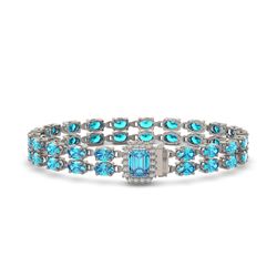 27.91 ctw Swiss Topaz & Diamond Bracelet 14K White Gold