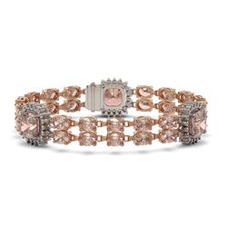 36.8 ctw Morganite & Diamond Bracelet 14K Rose Gold