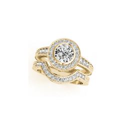 1.54 ctw Certified VS/SI Diamond 2pc Wedding Set Halo 14K Yellow Gold