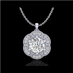 1.01 ctw VS/SI Diamond Solitaire Art Deco Stud Necklace 18K White Gold