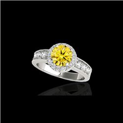 1.85 ctw Certified SI/I Fancy Intense Yellow Diamond Ring 10K White Gold