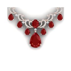 36.85 ctw Ruby & VS Diamond Necklace 18K Rose Gold