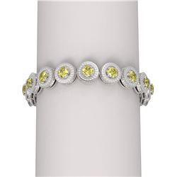 16.91 ctw Fancy Yellow Diamond Bracelet 18K White Gold
