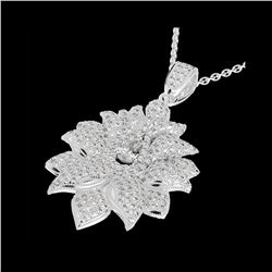 3 ctw Micro Pave VS/SI Diamond Designer Necklace 18K White Gold