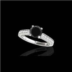 1.6 ctw Certified VS Black Diamond Solitaire Ring 10K White Gold