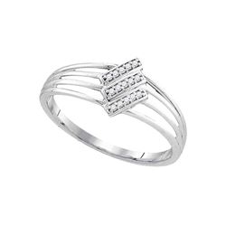 10kt White Gold Round Diamond Stripe Band Ring 1/20 Cttw