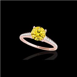 2 ctw Certified SI/I Fancy Intense Yellow Diamond Ring 10K Rose Gold