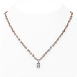 13 ctw Emerald Cut Diamond Necklace 18K Rose Gold