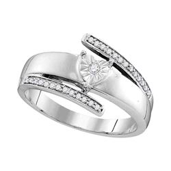 14kt White Gold Round Diamond Solitaire Promise Bridal Ring 1/10 Cttw