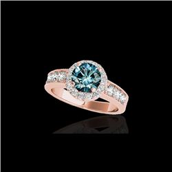 1.85 ctw SI Certified Fancy Blue Diamond Halo Ring 10K Rose Gold