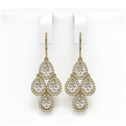 5.85 ctw Pear Cut Diamond Micro Pave Earrings 18K Yellow Gold
