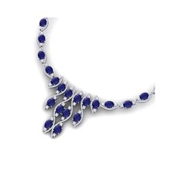 65.93 ctw Sapphire & VS Diamond Necklace 18K White Gold