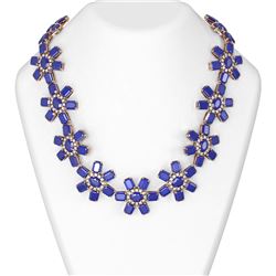 290.12 ctw Sapphire & Diamond Necklace 18K Rose Gold