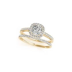 1.17 ctw Certified VS/SI Cushion Diamond 2pc Set Ring Halo 14K Yellow Gold