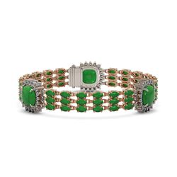 28.3 ctw Jade & Diamond Bracelet 14K Rose Gold