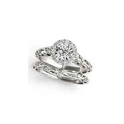 0.62 ctw Certified VS/SI Diamond 2pc Wedding Set Antique 14K White Gold