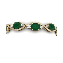 22.15 ctw Emerald & VS Diamond Bracelet 18K Yellow Gold