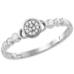 14kt White Gold Round Diamond Cluster Stackable Band Ring 1/6 Cttw