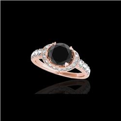1.75 ctw Certified VS Black Diamond Solitaire Halo Ring 10K Rose Gold
