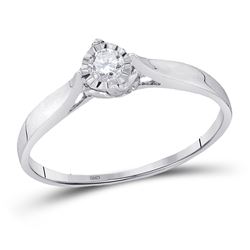 10kt White Gold Round Diamond Solitaire Promise Bridal Ring 1/12 Cttw
