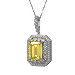 16.65 ctw Canary Citrine & Diamond Victorian Necklace 14K White Gold